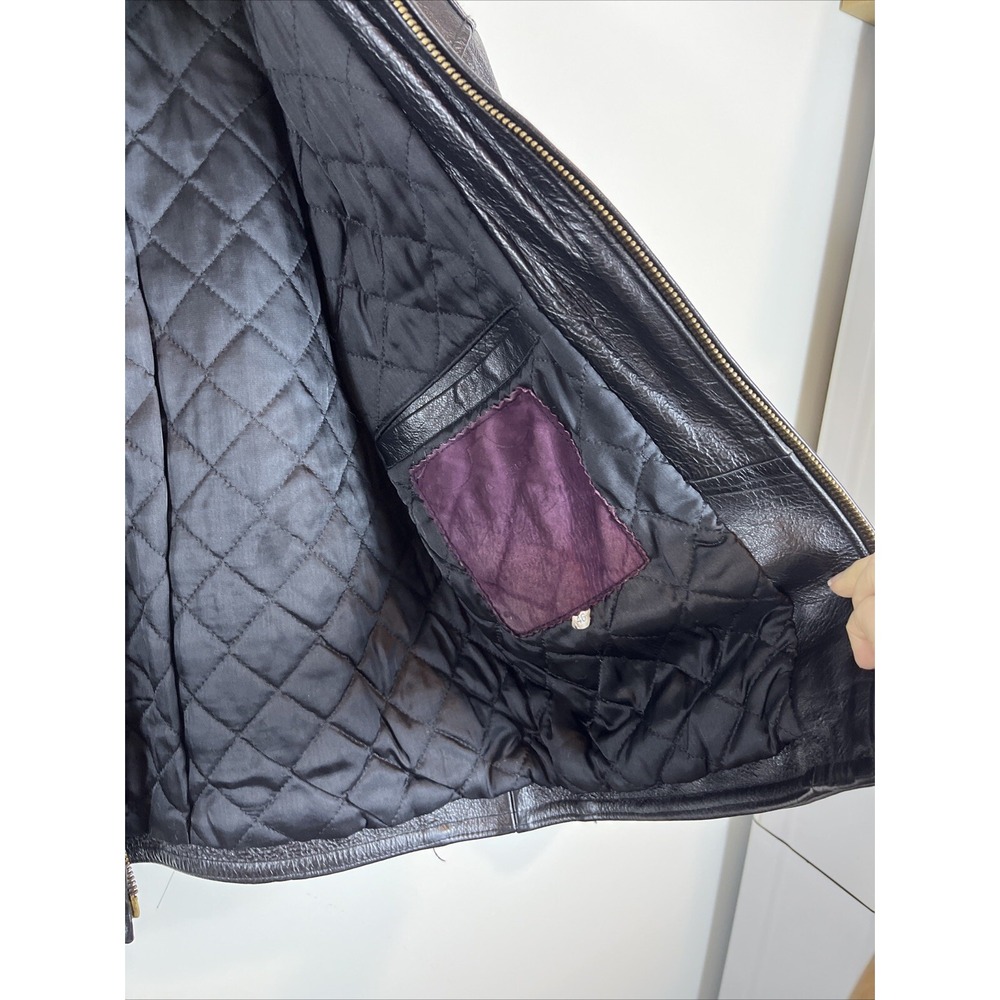 Vera Pelle Italian Della Legge 883 Black Leather Bomber Jacket Coat Mens Size 46 - Picture 11 of 16